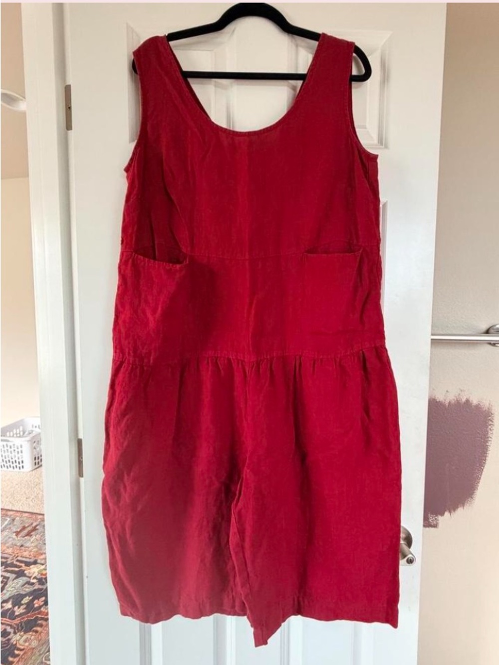 Linenfox red linen hai jumpsuit